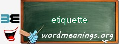 WordMeaning blackboard for etiquette